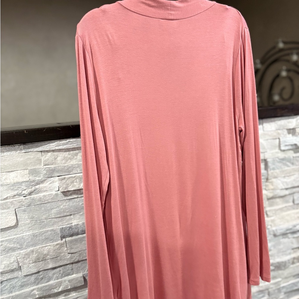 Zenana Outfitters Dusty Rose Open-Front Long Robe - Picture 4 of 5